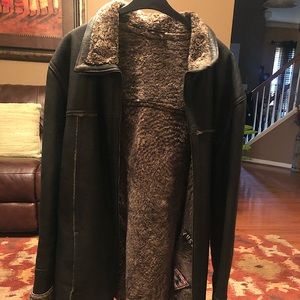 Genuine brown leather women’s shearling XL 3-qtr length-excellent condition